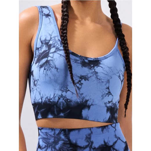 Sinsay - Top sportowy z asymetrycznymi ramiączkami - niebieski ze sklepu Sinsay w kategorii Biustonosze - zdjęcie 180265376