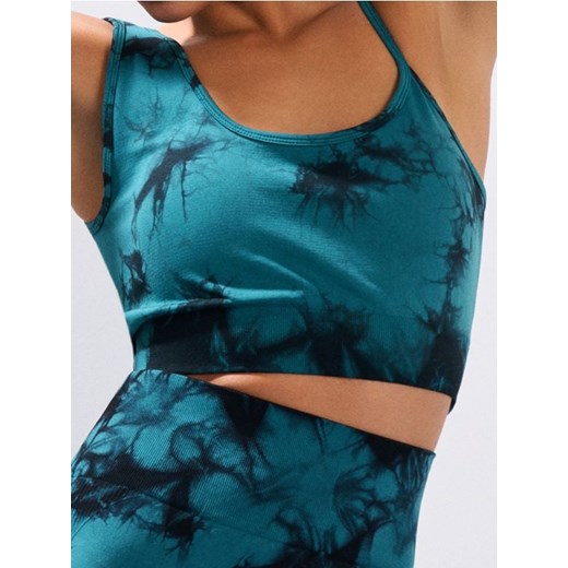 Sinsay - Top sportowy z asymetrycznymi ramiączkami - zielony ze sklepu Sinsay w kategorii Bluzki damskie - zdjęcie 180265377