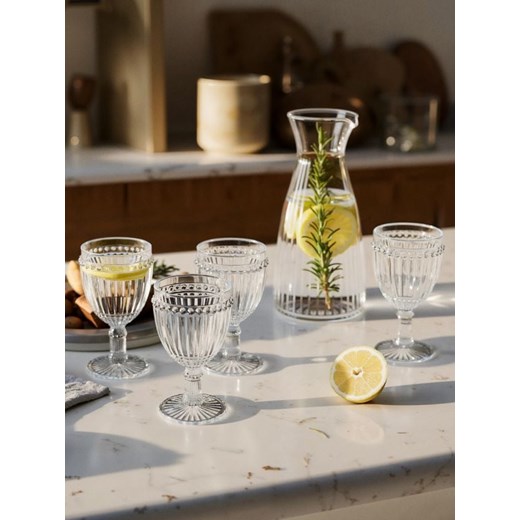 Sinsay - 4 pack kieliszków z dekoracyjnym wypukłym wzorem - biały Sinsay One Size Sinsay