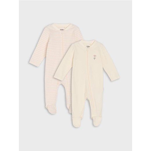 Sinsay - Pajacyki na zamek 2 pack - kremowy ze sklepu Sinsay w kategorii Odzież dla niemowląt - zdjęcie 180265799