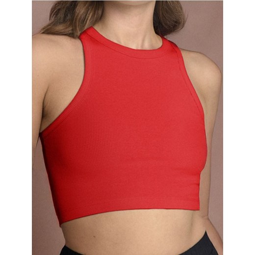 Sinsay - Crop top w prążki - czerwony ze sklepu Sinsay w kategorii Bluzki damskie - zdjęcie 180267239