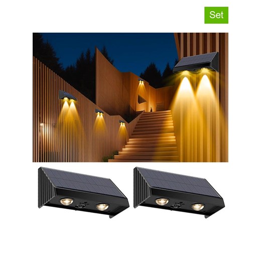 lumisky Lampy solarne LED (4 szt.) w kolorze czarnym - 11,4 x 6 x 5,4 cm ze sklepu Limango Polska w kategorii Oświetlenie ogrodowe - zdjęcie 180267765