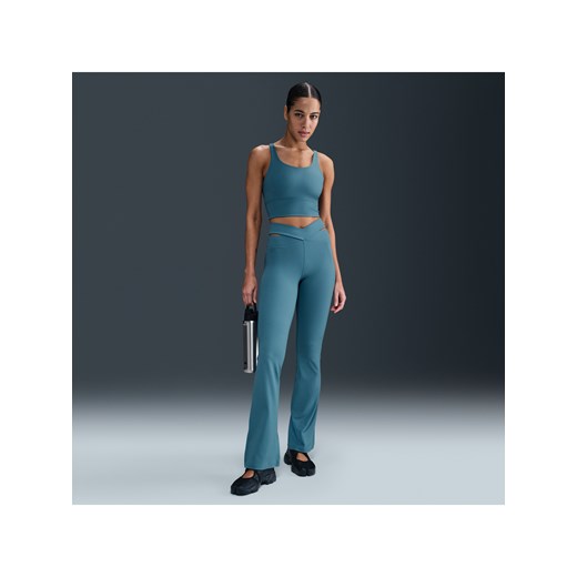 Damskie legginsy z wysokim stanem i rozszerzanymi nogawkami zapewniające delikatne wsparcie Nike Zenvy Rib - Niebieski ze sklepu Nike poland w kategorii Spodnie damskie - zdjęcie 180274587