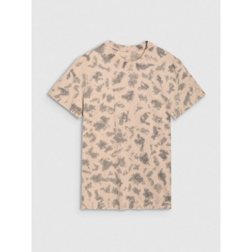 Męski t-shirt oversize z nadrukiem 4F 4FRSS25TTSHM2730 - beżowy XXL okazja Sportstylestory.com