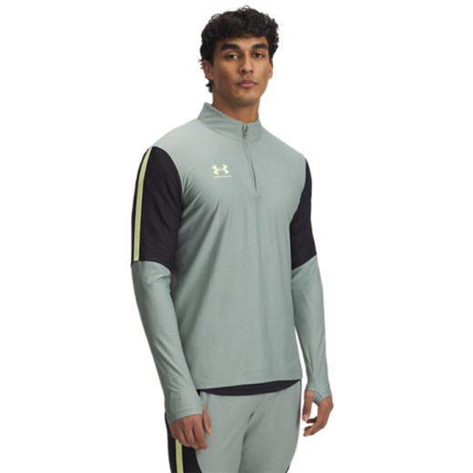 Męska bluza treningowa nierozpinana bez kaptura Under Armour UA M\'s Challenger Pro 1/4 Zip - zielona ze sklepu Sportstylestory.com w kategorii Bluzy męskie - zdjęcie 180275525