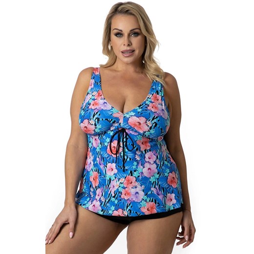 Tankini dwuczęściowy komplet ze spodenkami 3/34, Kolor niebieski-wzór, Rozmiar XL, Primo ze sklepu Primodo w kategorii Stroje kąpielowe - zdjęcie 180277637