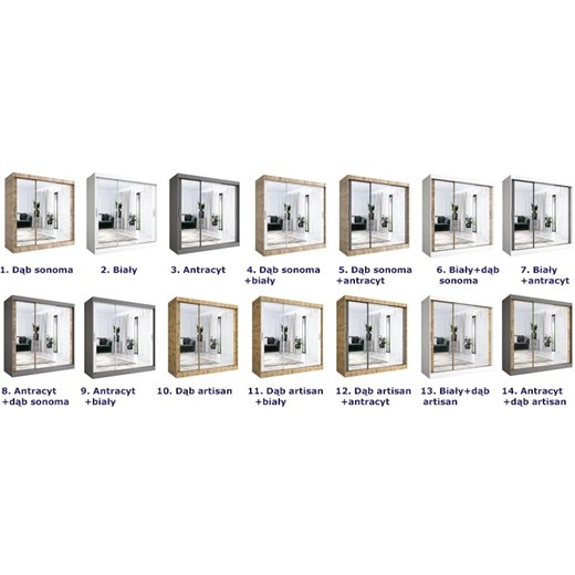Szafa przesuwna z lustrem dąb artisan 200 cm połysk Elora 19X Elior One Size Edinos.pl okazja