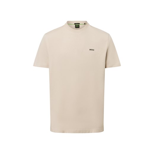 BOSS Green Koszulka męska - Tee Mężczyźni Bawełna beżowy jednolity ze sklepu vangraaf w kategorii T-shirty męskie - zdjęcie 180280935