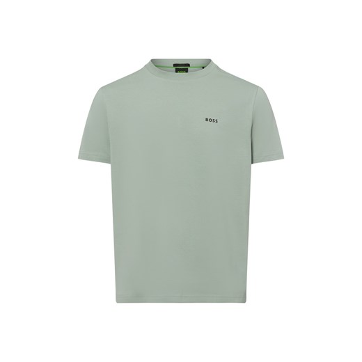 BOSS Green Koszulka męska - Tee Mężczyźni Bawełna seledynowy jednolity ze sklepu vangraaf w kategorii T-shirty męskie - zdjęcie 180280936