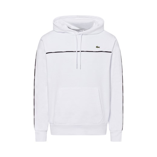 Lacoste Męski sweter z kapturem Mężczyźni Bawełna biały jednolity ze sklepu vangraaf w kategorii Bluzy męskie - zdjęcie 180280945