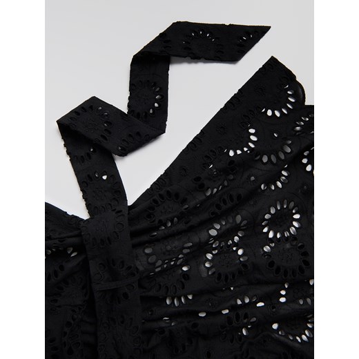 Reserved - Ażurowe kimono z wiązaniem - czarny Reserved S Reserved