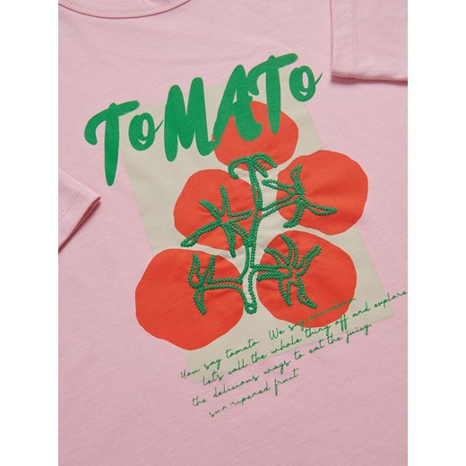 Reserved - T-shirt oversize z nadrukiem - różowy Reserved M Reserved