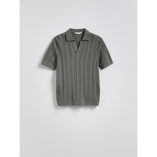 Reserved - Bawełniany sweter polo - jasnozielony Reserved XL Reserved