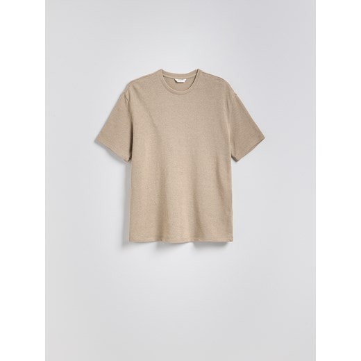 Reserved - T-shirt boxy z bawełną - beżowy Reserved XL Reserved