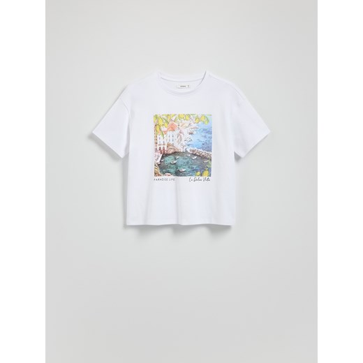 Reserved - T-shirt z nadrukiem - biały Reserved XS Reserved