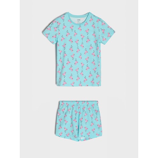 Sinsay - Piżama dwuczęściowa z motywem flamingów - zielony Sinsay 134 Sinsay