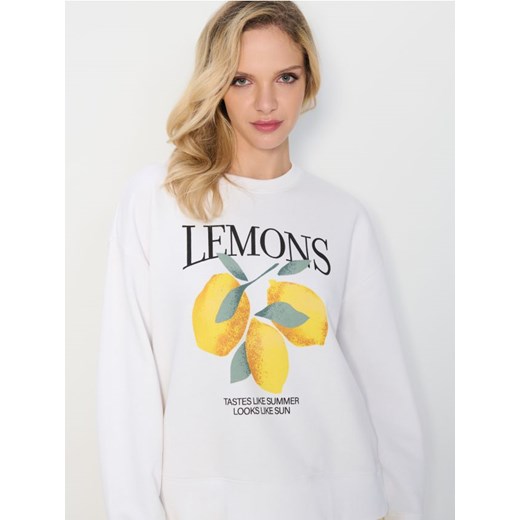 Sinsay - Bluza z nadrukiem cytryn - kremowy ze sklepu Sinsay w kategorii Bluzy damskie - zdjęcie 180283258