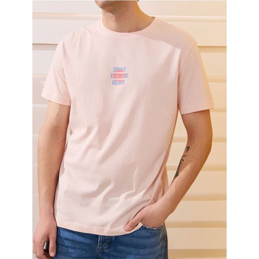 Sinsay - Bawełniana koszulka - różowy ze sklepu Sinsay w kategorii T-shirty męskie - zdjęcie 180283419