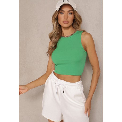 Zielony Crop Top z Prążkowanego Materiału Nevonessa Renee XL okazja renee.pl