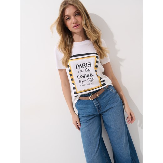Mohito - T-shirt z nadrukiem - biały ze sklepu Mohito w kategorii Bluzki damskie - zdjęcie 180284959