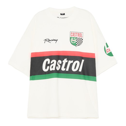 Cropp - Kremowa koszulka Castrol - kremowy Cropp M Cropp