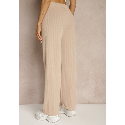 Beżowe Spodnie o Szerokim Kroju High Waist Savianne Renee 2XL renee.pl