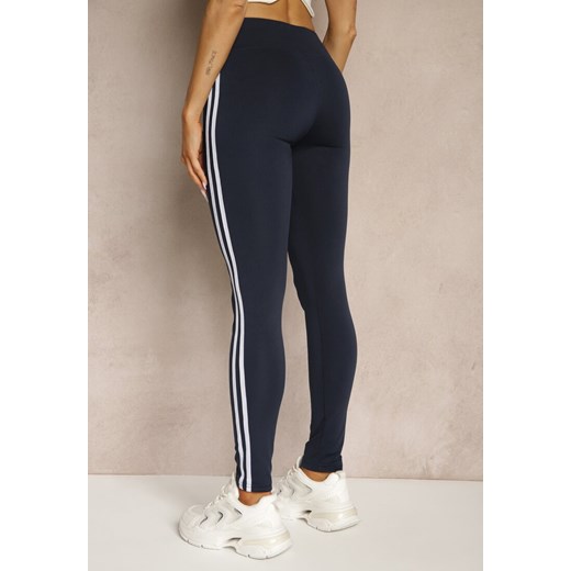 Granatowe Legginsy Ozdobione Lampasami Puelle Renee L renee.pl