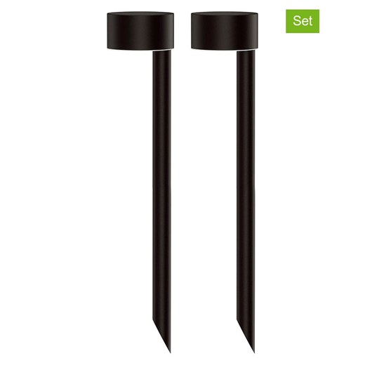 lumisky Solarne lampy (2 szt.) w kolorze czarnym na trzonku - wys. 30 x Ø 7,6 cm ze sklepu Limango Polska w kategorii Oświetlenie ogrodowe - zdjęcie 180288255