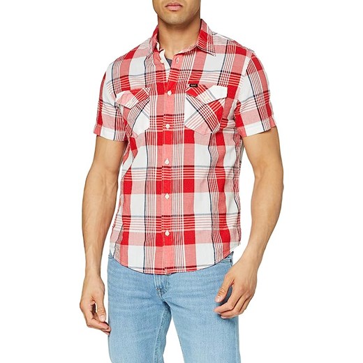 LEE SS REGULAR SHIRT MĘSKA KOSZULA MATERIAŁOWA CORE RED L66VMFMN 112116674 ze sklepu YouNeedit.pl w kategorii Koszule męskie - zdjęcie 180289287