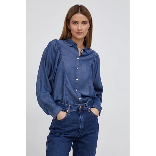 LEE VOLUME SLEEVE SHIRT DAMSKA KOSZULA Z DŁUGIM RĘKAWEM BRIGHT NAVY L45BTSC 112144041 ze sklepu YouNeedit.pl w kategorii Koszule damskie - zdjęcie 180290145