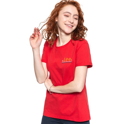 LEE T SHIRT DAMSKI CHEST LOGO TEE WARP RED L43ZFEKG 112109773 ze sklepu YouNeedit.pl w kategorii Bluzki damskie - zdjęcie 180291378