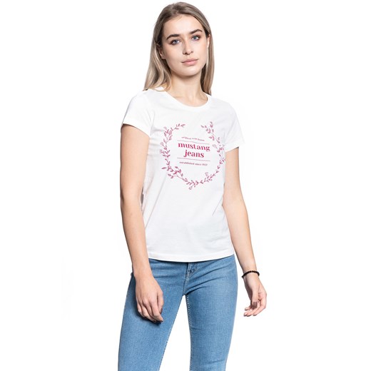 T-SHIRT DAMSKI MUSTANG ALINA C PRINT CLOUD DANCER 1010748 2020 Mustang S YouNeedit.pl