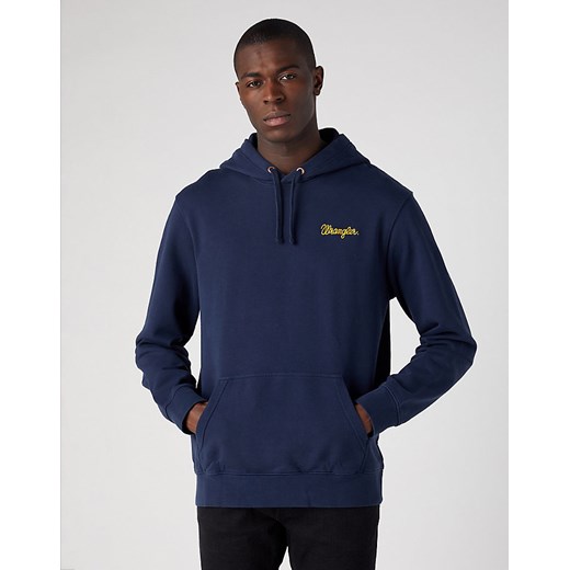 WRANGLER LOGO HOODIE MĘSKA BLUZA Z KAPTUREM NIEROZPINALNA NAVY BLUE W654I4114 ze sklepu YouNeedit.pl w kategorii Bluzy męskie - zdjęcie 180292457