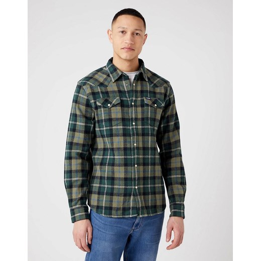 WRANGLER WESTERN SHIRT MĘSKA KOSZULA W KRATĘ DŁUGI RĘKAW LOGO DEEP LICHEN W5B4CMX1X 112321480 ze sklepu YouNeedit.pl w kategorii Koszule męskie - zdjęcie 180293467