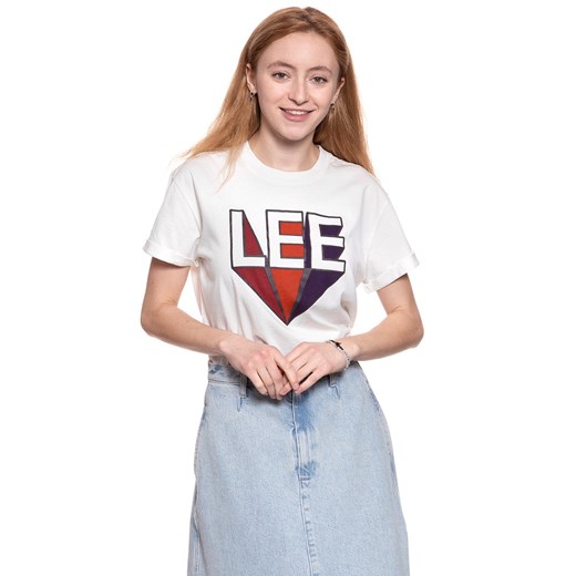 LEE T SHIRT DAMSKI RETRO LOGO TEE CLOUD DANCER L40TEPHA 112108753 ze sklepu YouNeedit.pl w kategorii Bluzki damskie - zdjęcie 180293838