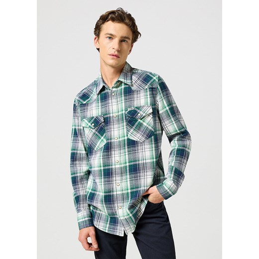 WRANGLER MĘSKA KOSZULA WESTERN SHIRT GREEN BLUE 112357242 W5B4017986 ze sklepu YouNeedit.pl w kategorii Koszule męskie - zdjęcie 180294978