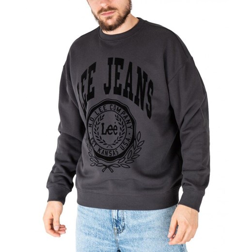 LEE CREW SEASONAL MĘSKA BLUZA KLASYCZNA LOGO NADRUK WASHED BLACK L84KRYON 112322639 ze sklepu YouNeedit.pl w kategorii Bluzy męskie - zdjęcie 180295285