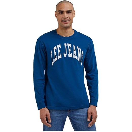 LEE LS VARSITY TEE MĘSKA KOSZULKA Z DŁUGIM RĘKAWEM LONGSLEEVE LOGO NADRUK ROYAL TEAL LL87FEA68 ze sklepu YouNeedit.pl w kategorii T-shirty męskie - zdjęcie 180295509