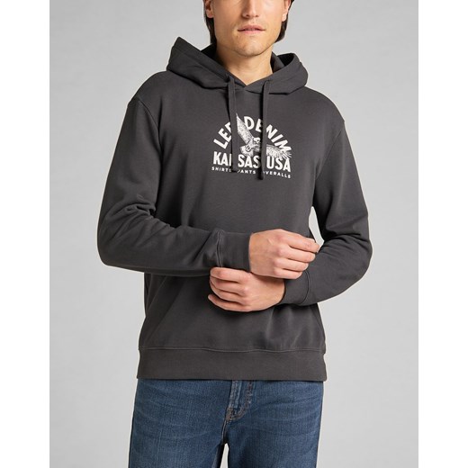 LEE GRAPHIC HOODIE MĘSKA BLUZA Z KAPTUREM LOGO WASHED BLACK L82BSPON 112140905 ze sklepu YouNeedit.pl w kategorii Bluzy męskie - zdjęcie 180297087