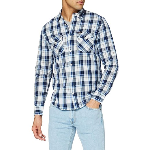 LEE REGULAR SHIRT MĘSKA KOSZULA MATERIAŁOWA NAVY L69HME35 112117213 ze sklepu YouNeedit.pl w kategorii Koszule męskie - zdjęcie 180298269