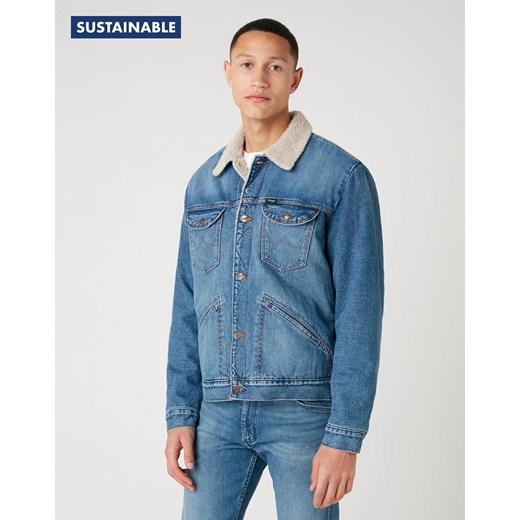 WRANGLER 124MJ SHERPA MĘSKA KURTKA JEANSOWA LOGO 3 YEARS W4MSUG10K 112129150 ze sklepu YouNeedit.pl w kategorii Kurtki męskie - zdjęcie 180300029