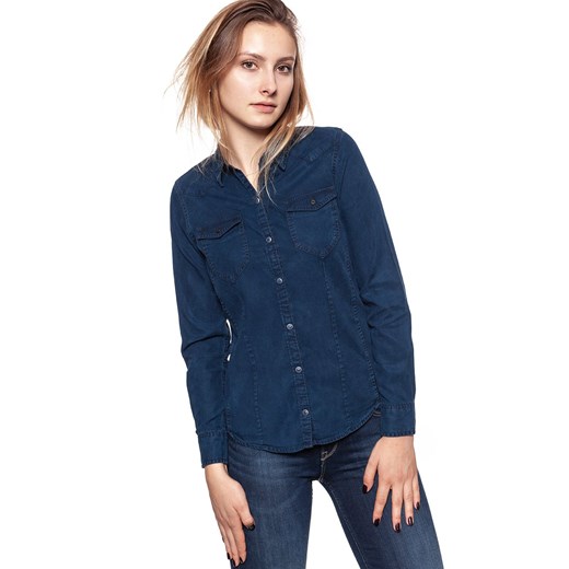KOSZULA JEANSOWA DAMSKA WRANGLER L/S MARBLED WESTERN VINTAGE INDIGO W5192MI3E ze sklepu YouNeedit.pl w kategorii Koszule damskie - zdjęcie 180300785