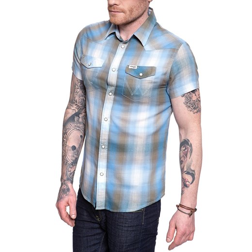MĘSKA KOSZULA WRANGLER SS WESTERN SHIRT DUSTY OLIVE W5J06DX45 112130148 Wrangler M YouNeedit.pl