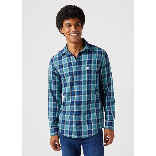 WRANGLER LS 1 PKT SHIRT MĘSKA KOSZULA W KRATĘ KRATA HYDRO INDYGO 112350492 W5A9017326 ze sklepu YouNeedit.pl w kategorii Koszule męskie - zdjęcie 180303439