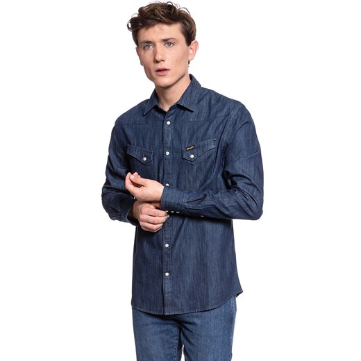 KOSZULA JEANSOWA MĘSKA WRANGLER L/S WESTERN SHIRT DARK INDIGO W5870O61E ze sklepu YouNeedit.pl w kategorii Koszule męskie - zdjęcie 180303508