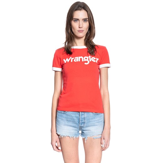 DAMSKI T-SHIRT WRANGLER SS RINGER TEE BITTERSWEET RED W7Z3EVXBO 112132167 ze sklepu YouNeedit.pl w kategorii Bluzki damskie - zdjęcie 180305365