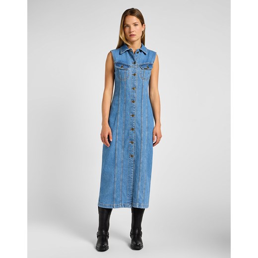 LEE DAMSKA SUKIENKA JENSOWA LONG SLIM DRESS FEELING FINE 112355119 LI68016317 ze sklepu YouNeedit.pl w kategorii Sukienki - zdjęcie 180305668