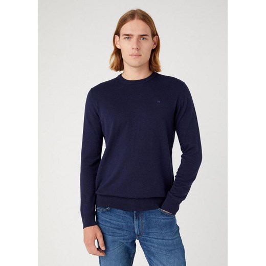WRANGLER CREWNECK KNIT MĘSKI SWETER ELEGANCKI CIEPŁY LOGO NAVY 112343109 W8A0018103 ze sklepu YouNeedit.pl w kategorii Swetry męskie - zdjęcie 180306769