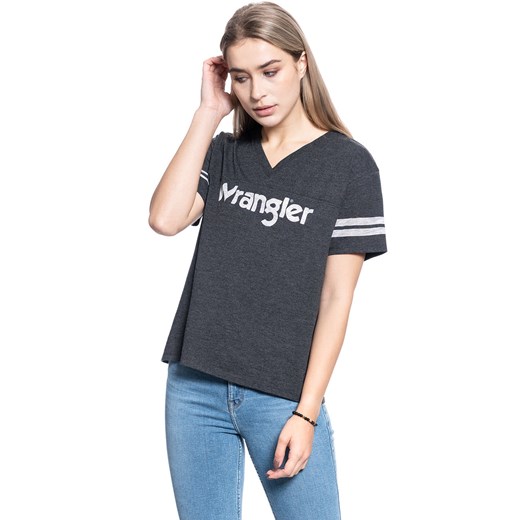 DAMSKI T-SHIRT WRANGLER V NECK DRAPE TEE BLACK W7P8E4100 112132066 ze sklepu YouNeedit.pl w kategorii Bluzki damskie - zdjęcie 180307296