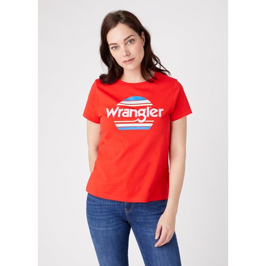 DAMSKI T-SHIRT WRANGLER SS RAINBOW TEE FLAME RED W7ZBD3R06 112132195 Wrangler S YouNeedit.pl
